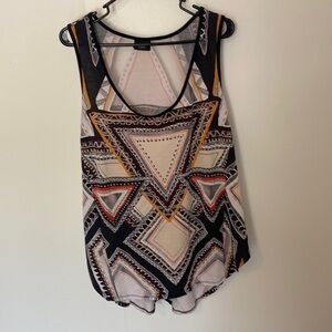 XXL Sleeveless Racerback Top Aztec Boho Print Festival
